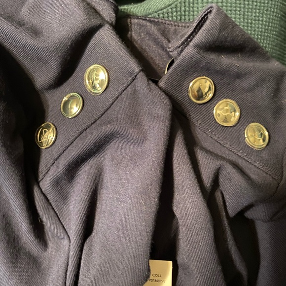 White House Black Market Navy LS Knit A-line w/btns Long Sleeve Dress 12 NWT - Picture 8 of 11